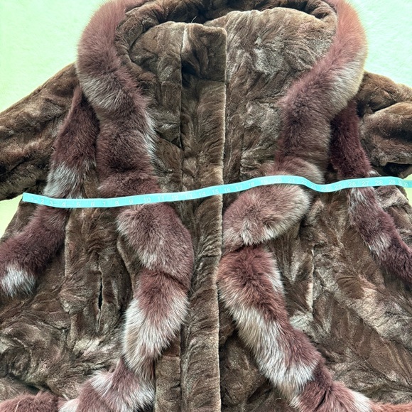 Natural mink and fox fur winter long coat One Size Retail 8500$ - Picture 9 of 10